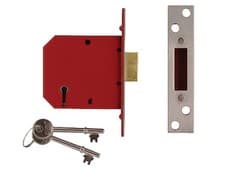 Image of Union 2101 5 Lever Mortice Deadlock Satin Brass Finish 77.5mm 3in Visi