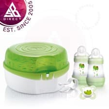 Image of MAM Microwave Steam Steriliser Kit Includes 2x160 ml Bottle,1x Dummy+Teat Tongs