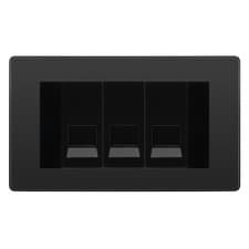 Image of BG Evolve Black Chrome 3 Gang Secondary Telephone Socket, Screw Terminal - Black