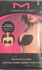 Image of Maidenform Bra Adhesive Clip Bra D Cup Black Backless Strapless Silicone No Show