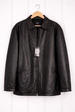 Image of 🖤 Hugo Boss Vintage Leather Jacket BNWT XL – RRP £449 – Classic Fit