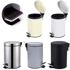 Image of 3 LITRE SMALL S/S PEDAL BIN BATHROOM KITCHEN TOILET RUBBISH IN 4 COLOURS