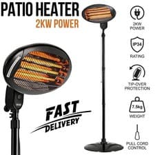 Image of 2000W Electric Patio Heater Free Standing 3 Mode Garden Outdoor Waterproof Black