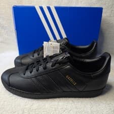 Image of ADIDAS GAZELLE BLACK LEATHER UK5 Juniors Womens BY9146 #2239