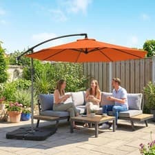 Image of 3(m) Garden Banana Parasol Cantilever Umbrella w/ Base Weights & Cover