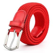 Image of Men's Stretch Belts Ladies Elasticated Woven Braided Belt Waistband Metal Buckle