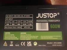 Image of Black 600W ATX PC Power Supply PSU With 12CM Quiet Fan And PCI-E 6+2-Pin / 6 x S
