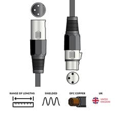 Image of QTX XLR Male to Female 120Ω True DMX Lighting Cable 0.75 1.5 3 6 10 & 20m Leads