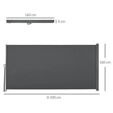 Image of 3x1.6M Retractable Side Awning Screen Fence Patio Privacy Divider 3x1.6M Grey