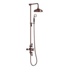 Image of Traditional Thermostatic Shower Set Brushed Copper Exposed 200mm Rainfall Brass