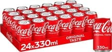 Image of Coca Cola Original Taste Coke 330ml Pack of 24 Cans Fizzy Soft Drink Full Case