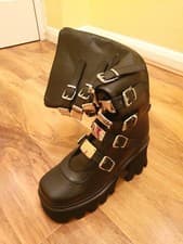 Image of High Platform Cosplay Goth Black Buckle Zip Boots