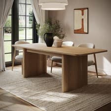 Image of Large Rustic Oak Extendable Dining Table - Seats 6 - 8 - Wave WAE002