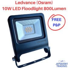 Image of LEDVANCE (Osram) 10W LED Security Floodlight Prewired Black 4000k Cool White 800