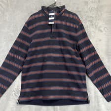 Image of Crew Clothing Quarter Zip Navy Stripe Padstow Jumper Mens Size XL NWT