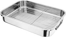 Image of Large Stainless Steel Roasting Pan with Rack, 42Cm X 30Cm X 6.5Cm, Oven Safe, Di