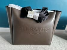 Image of Allsaints Large Izzy Chocolate Brown Leather Tote Bag BNWT
