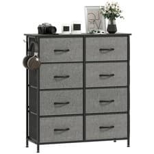 Image of HOMCOM Fabric Chest of Drawers, 8 Drawer Dresser for Bedroom, Charcoal Grey