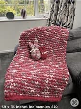 Image of Multicoloured Chunky Throw Knitted Blanket
