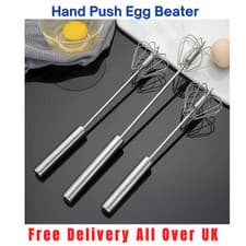 Image of Semi Automatic Egg Whisk Hand Push Egg Beater Stainless Steel Blender Mixer UK