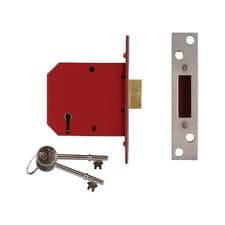 Image of Union 2101 5 Lever Mortice Deadlock Satin Chrome Finish 65mm 2.5in Visi