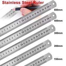 Image of Double Sided Metal Ruler Stainless Steel- 30cm-20cm-15cm 12" 8" 6" Inches Choose