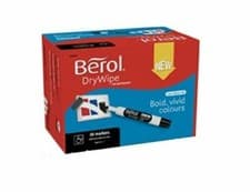 Image of 4 8 12 48 Berol Black Whiteboard Markers Dry Wipe White Board Pens Bullet Tip