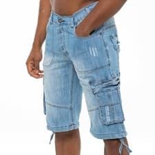 Image of Enzo Mens Shorts Cargo Combat Work Shorts Pockets Knee Length Denim Half Pants