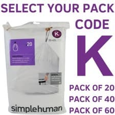 Image of Simplehuman Bin Liners K Code K size K simple human bin bag Code K 20-40-60 Pack
