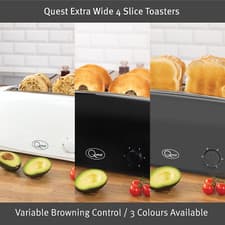 Image of Quest 4-Slice Toasters with Extra Wide Slots / Variable Browning Control, 1400W
