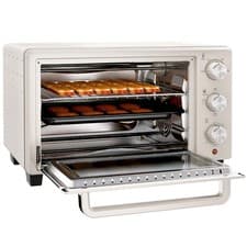 Image of HOMCOM Mini Oven 21L Electric Grill w/ Adjustable Temp Timer 1400W, Cream