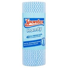 Image of Spontex Essentials 40 All-Purpose Wiping Washing Cleaning Cloths On Handy Roll