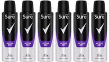Image of Sure Men Anti Perspirant 48H Protection Active Dry Deodorant, 6 Pack, 150ml
