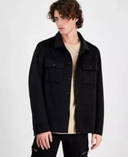 Image of GUESS E9901 Men s Kingsley Felt Overshirt, Jet Black Size L