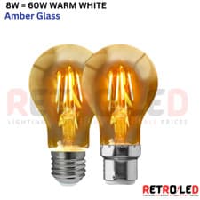 Image of LED Filament Bulbs E27 B22 Dimmable Clear Amber Glass Industrial Light Warm/Cool
