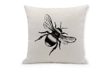Image of Bumble Bee Cushion With Filler -  Linen Style Cushion Cover - Bee Design