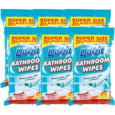 Image of 6 x 50 Pack Duzzit Bathroom Wipes Antibacterial Cleaning Disinfectant Surface