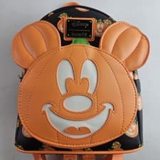 Image of Loungefly X Disney Mickey Pumpkin Mick-O-Lantern. Glow in the Dark.
