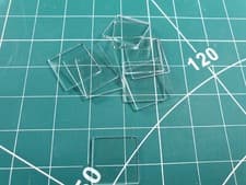 Image of 25 mm square Clear Acrylic Bases (10 in pack) Wargames Role Play 2mm Thick