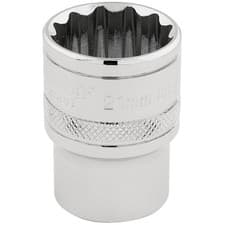 Image of Draper HI-TORQ 1/2"D 21mm 12 Point Chrome Socket Standard Length 33290