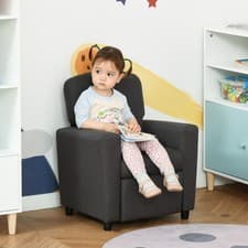 Image of Kids Armchair Adjustable Children Recliner Linen Sofa Lounger with Footrest
