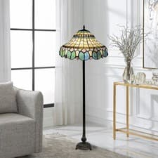 Image of Tiffany Style Floor Lamp 16inch Traditional Multicolor Stained Glass Floor Lamp