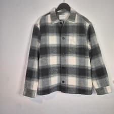Image of M&S brushed cotton shacket size large check workwear utility chore overshirt NEW