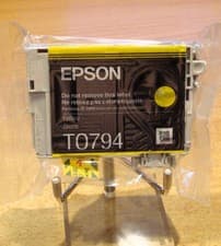 Image of GENUINE EPSON T0794 TO794 Yellow cartridge ORIGINAL OWL vacuum sealed new ink