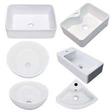 Image of Bathroom Ceramic Basin Counter Top Hand Wash Vanity Sink White Bowl Round UK