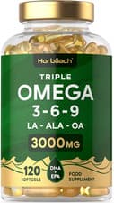 Image of Omega 3 6 9 Capsules High Strength 3000Mg 120 Softgels Triple Omega 369