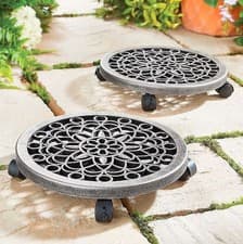 Image of Plant Pot Trolley Plant Mover Stand on Wheels Garden Planter Caddy Heavy Duty