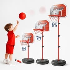Image of Kids Basketball Hoop Stand Adjustable Height 80-145 cm Sports Activity Gift Set