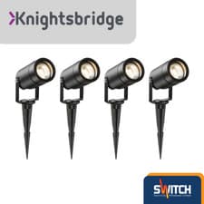Image of 230V IP65 GU10 Spike Light Black Outdoor Garden Spotlight GU10 Included