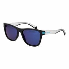 Image of Polaroid PLD 2138/S Unisex Black Polarized Mirrored Sunglasses Grey 56mm